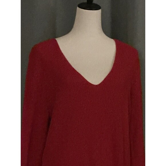 Lane Bryant Womens V Neck Sweater Sz 18 / 20 W Red Pullover Long Sleeve Knit - Picture 2 of 4